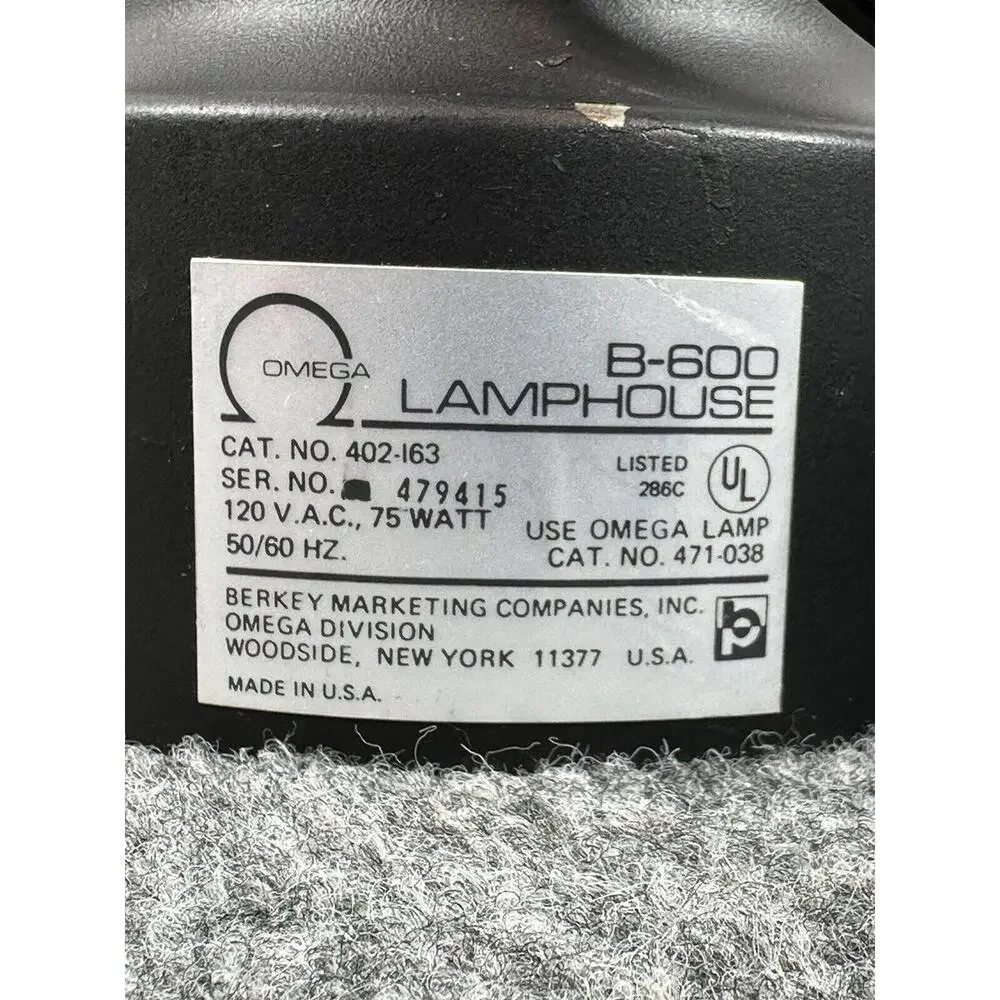 Omega B-600 Lamphouse for Photo Enlarger‎ Made In USA No Bulb Lamp Light
